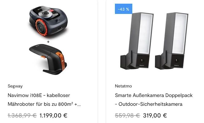 🏡📹 tink: Garten Sale mit bis 43% Rabatt z.B. 2x Netatmo Außenkamera für 319€ (statt 430€)