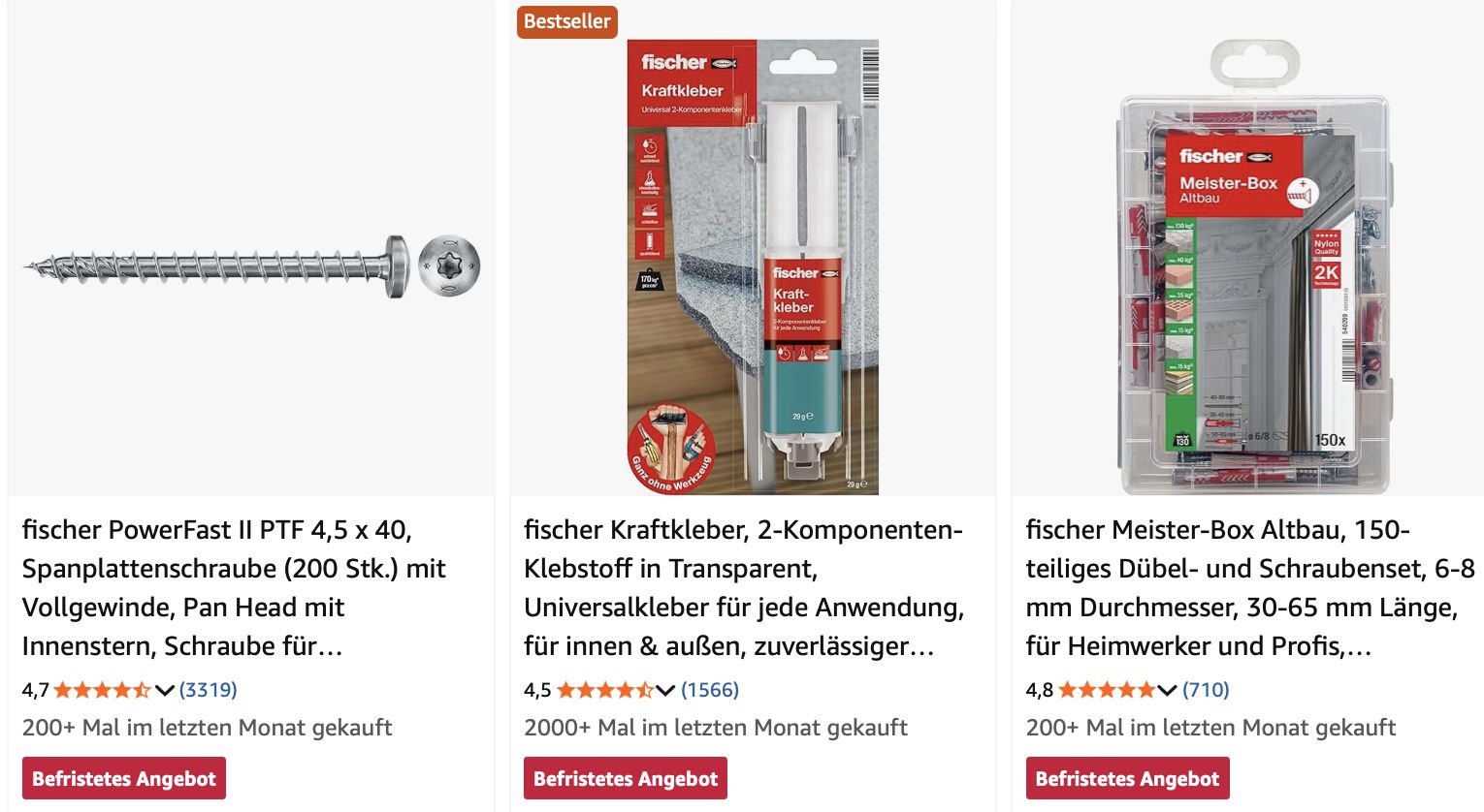🪛🛠️Amazon: Fischer Dübel & Befestigungstechnik reduziert z.B. Premium Bausilikon für 7,59€ (statt 13€)