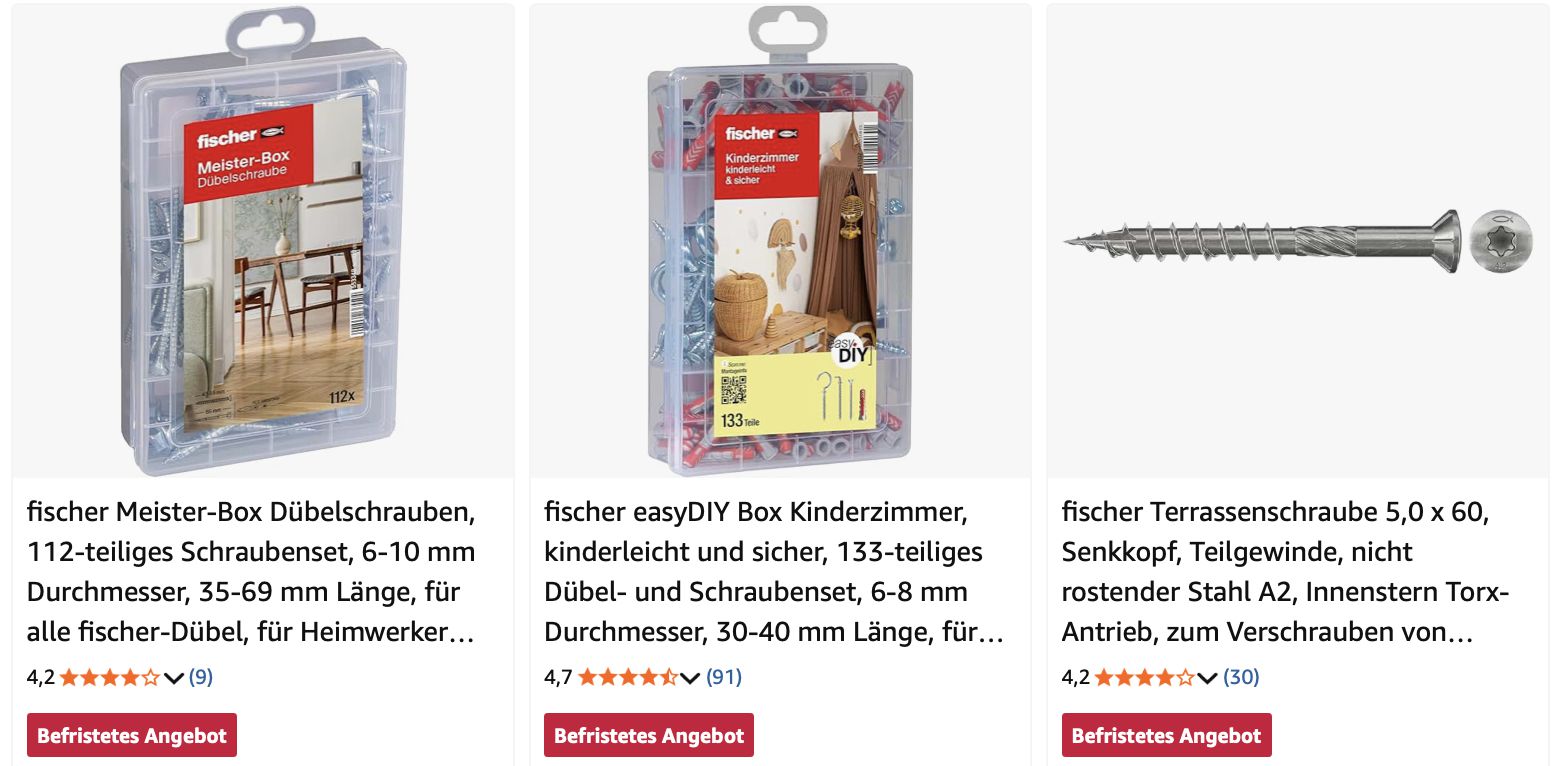 🪛🛠️Amazon: Fischer Dübel & Befestigungstechnik reduziert z.B. Premium Bausilikon für 7,59€ (statt 13€)