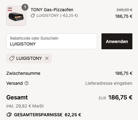 🍕 Burnhard Tony Gas Pizzaofen bis über 450°C für 186,75€ (statt 239€)