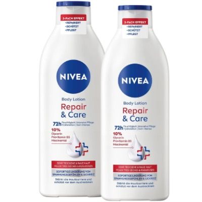 🧴 2x NIVEA Body Lotion Repair & Care Körpercreme je 400ml ab 7,74€ (statt 13€)