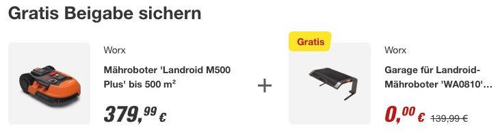 🏡 Worx Landroid M500 Plus Mähroboter + GRATIS Garage für 379,99€ (statt 437€)