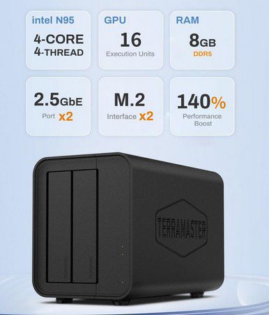TERRAMASTER F2 424 NAS Storage 2Bay für 299,99€ (statt 374€)