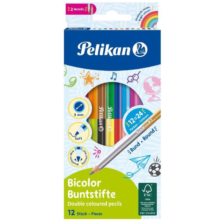 🎨 12x Pelikan Bicolor-Buntstifte – 24 Farben ab 2,54€ (statt 7€)