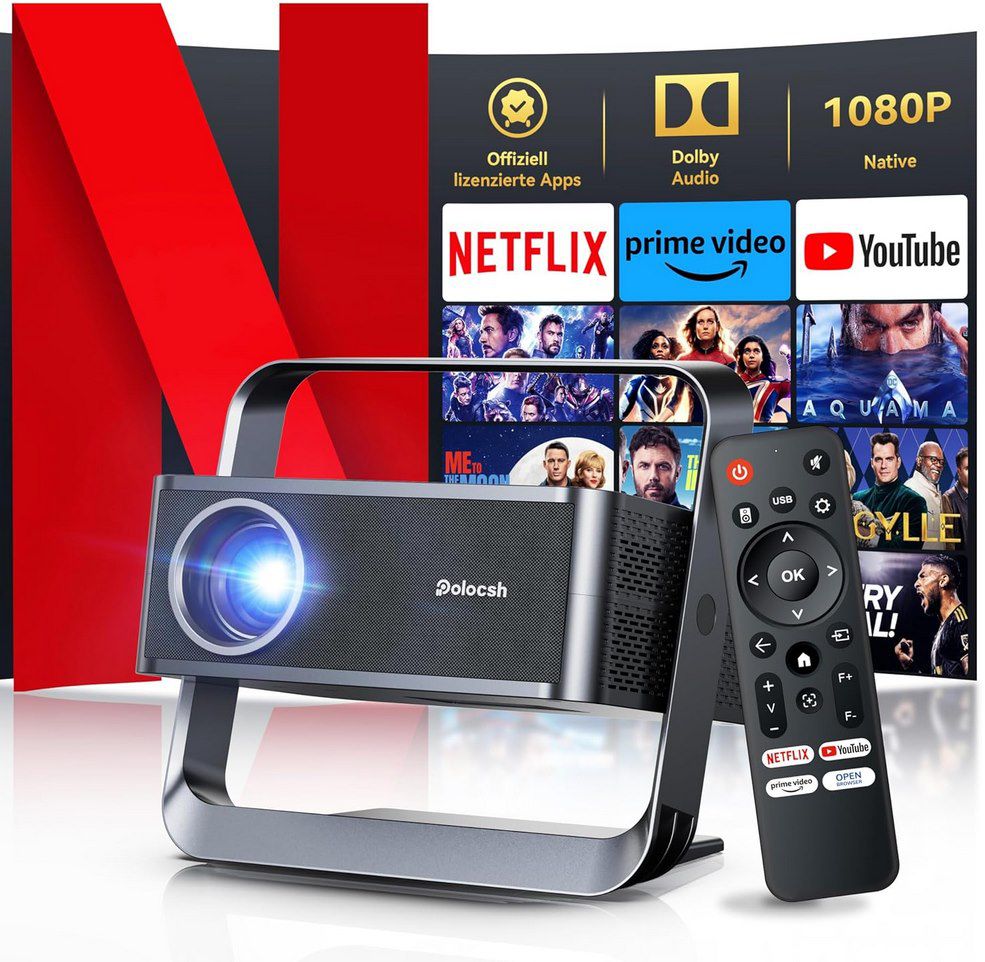 📽️ Polocsh P7 – 1080p Beamer mit 600 ANSI Lumen für 113,99€ (statt 170€)
