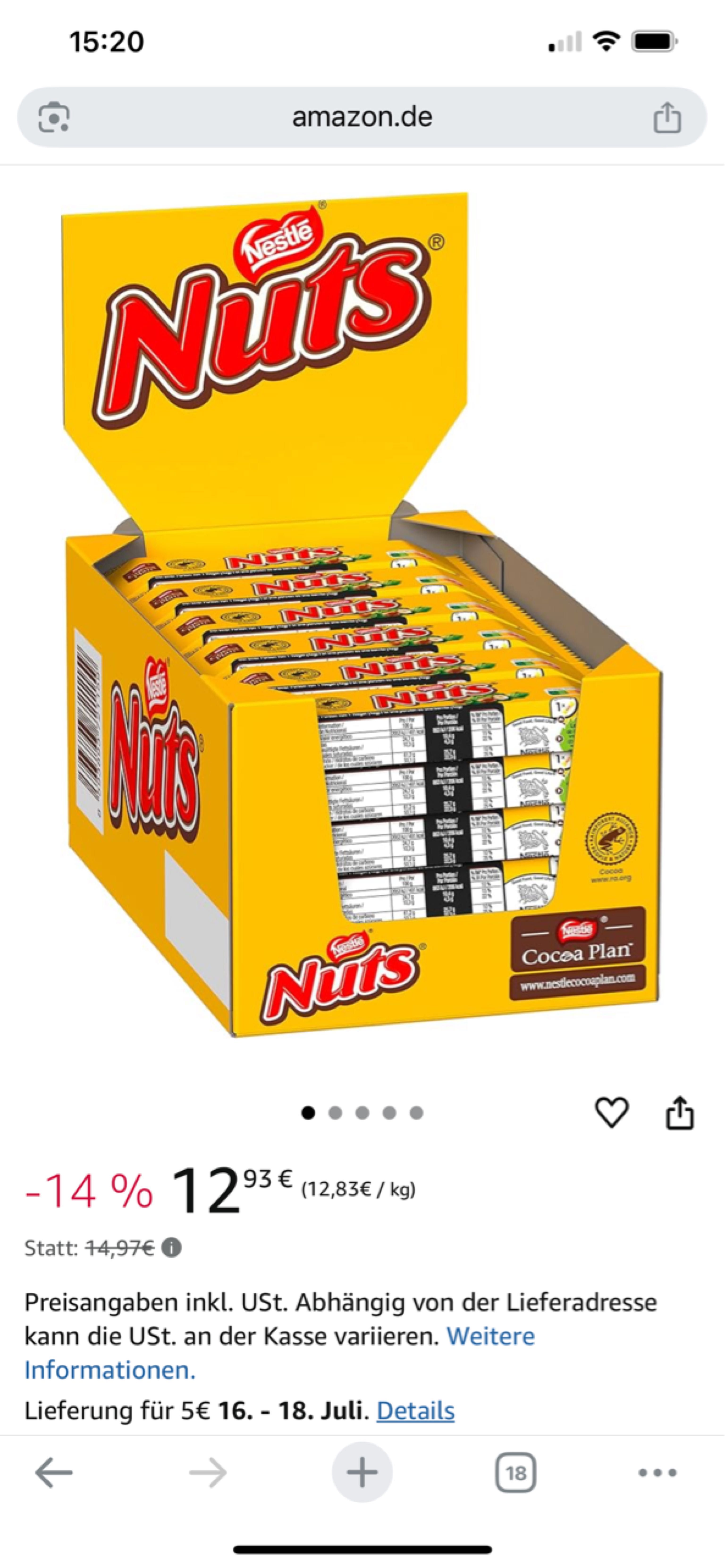 Nuts für 12,93 Euro. Schnell sein, gerade erst entdeckt