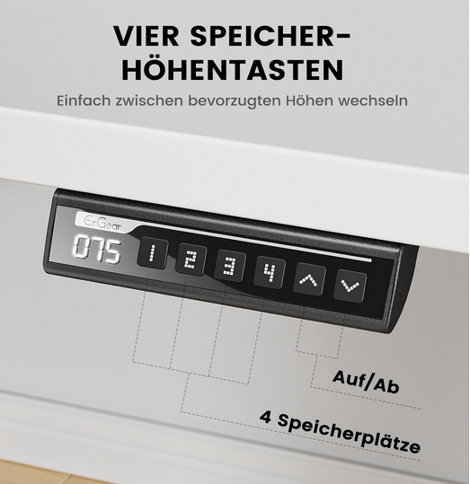ErGear Höhenverstellbarer Schreibtisch 160 x 80cm für 159,79€ (statt 209€)