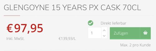 Fehler? 🥃 Glengoyne PX Cask Edition 15 Jahre für 103,90€ (statt 199€)