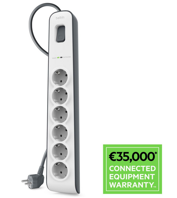 Belkin 6 fach Steckdosenleiste mit Überspannungsschutz für 14,99€ (statt 37€)