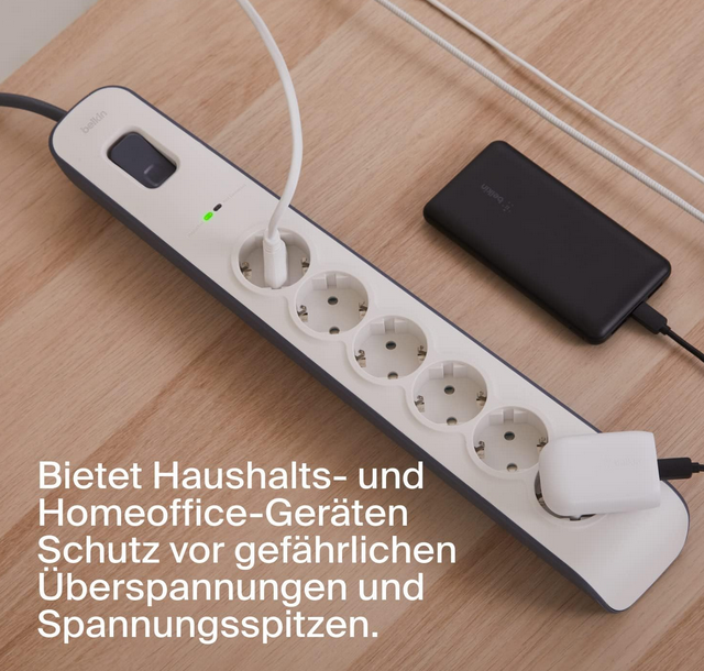 Belkin 6 fach Steckdosenleiste mit Überspannungsschutz für 14,99€ (statt 37€)
