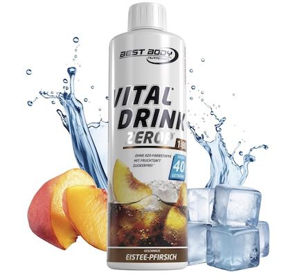 🍑 500 ml Best Body Nutrition Vital Drink ZEROP Eistee Pfirsich für 7,47€ (statt 11€)