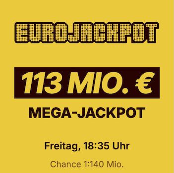 💰➡️ 113 Mio. Jackpot: 2 Eurojackpot Felder für nur 0,50€   Neukunden