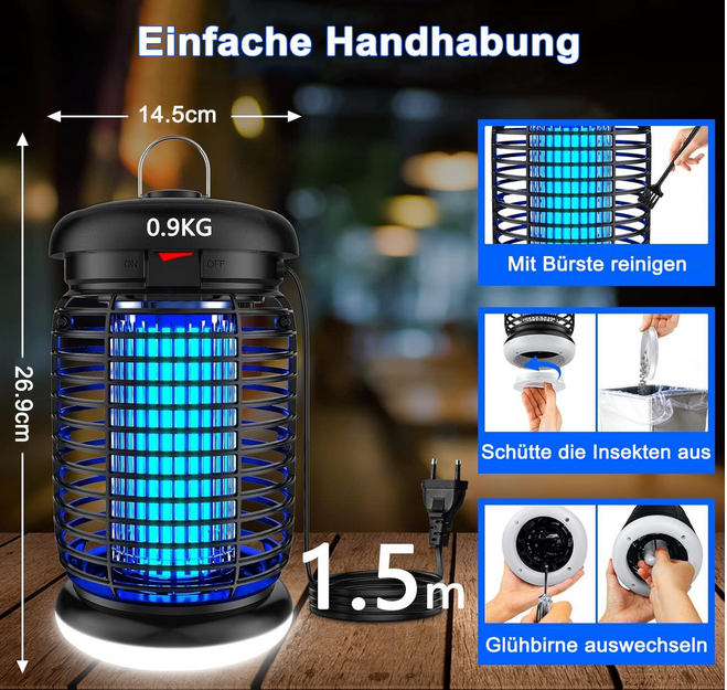 🪰🦟Wueaoa Insektenvernichter + Leuchte Außen  und Innen für 21,99€ (statt 40€)