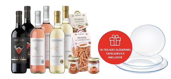 🍷 6 Flaschen Wein + 4 Spezialitäten + Tafelservice für nur 39,90€