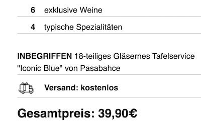 🍷 6 Flaschen Wein + 4 Spezialitäten + Tafelservice für nur 39,90€
