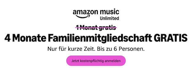 🎶 4 Monate Amazon Music Unlimited GRATIS (statt 40€)   Neukunden