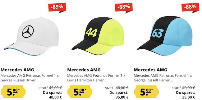 🧢 Mercedes AMG Petronas F1 Driver Unisex Cap für 5€ zzgl. VSK (statt 25€)
