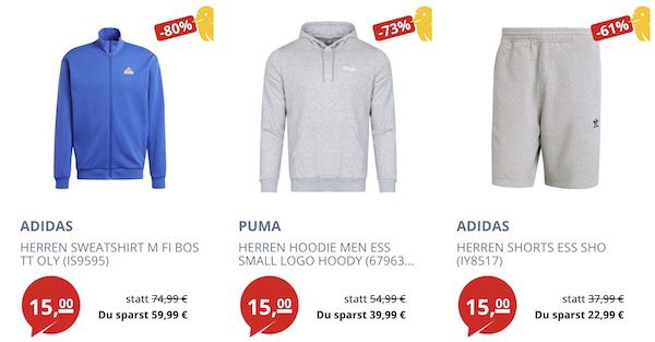 👟👕 Picksport 15€ Fixpreis Sale   z.B. adidas Squadra 21 Sweatshirt (statt 30€)