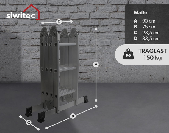 siwitec Mehrzweckleiter klappbar max. 339cm für 99,99€ (statt 120€)