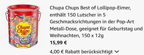 🍭Chupa Chups Best of Lollipop Eimer mit 150 Lutscher für 15,99€ (statt 25€)