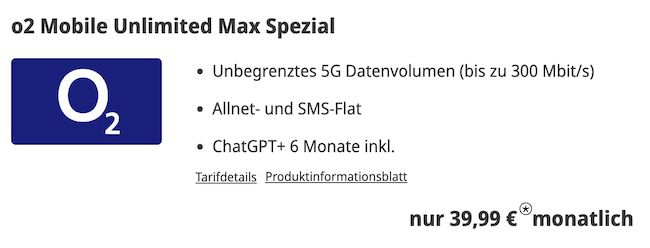 🔥 o2 Unlimited Max mit unbegrenzt 5G/LTE für eff. 12,74€ mtl. dank 700€ Bonus 🔥 o2 Unlimited Max mit unbegrenzt 5G/LTE für eff. 12,74€ mtl. dank 700€ Bonus
