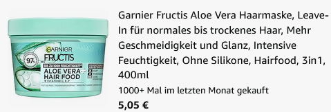 🪮 Garnier Fructis Aloe Vera Haarmaske, 400ml ab 5,05€ (statt 10€) 🪮 Garnier Fructis Aloe Vera Haarmaske, 400ml ab 5,05€ (statt 10€)