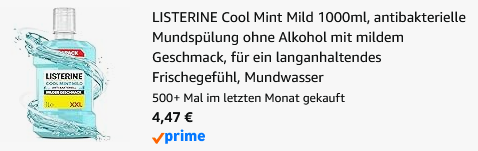 🦷 1 Liter Listerine Cool Mint Mild Mundspülung ab 4,47€ (statt 6€) 🦷 1 Liter Listerine Cool Mint Mild Mundspülung ab 4,47€ (statt 6€)