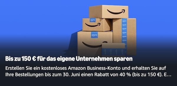 🛍️ Amazon Business: 40% Rabatt auf die erste Bestellung bis 150€ 🛍️ Amazon Business: 40% Rabatt auf die erste Bestellung bis 150€