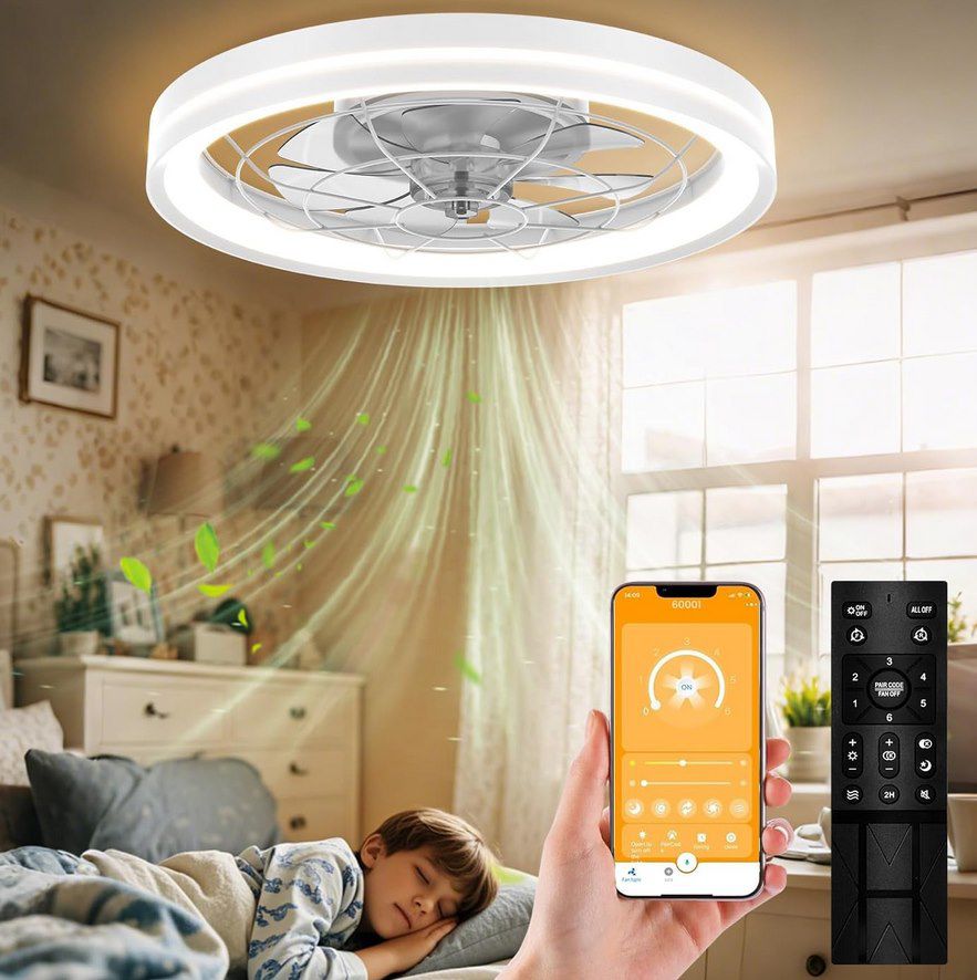 Airwit Deckenventilator (48cm) mit Beleuchtung, Fernbedienung & App für 66,49€ (statt 100€)