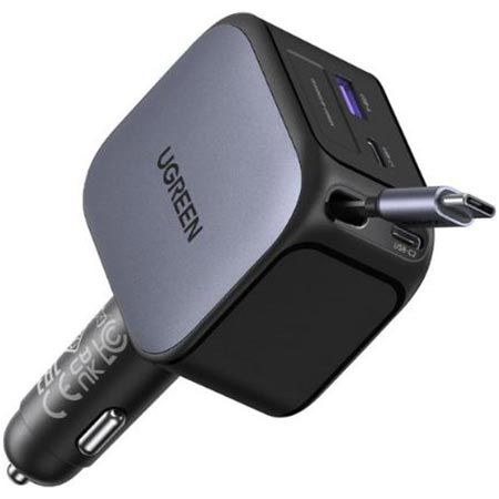 UGREEN Nexode KFZ-Adapter mit ausziehbaren Kabeln, max. 145W für 30,99€ (statt 50€)