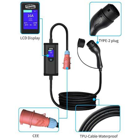 🔌 Andalung Typ 2 Tragbarer EV Lader mit 7m Kabel, 3 Phasig, 11kW für 149€ (statt 198€)
