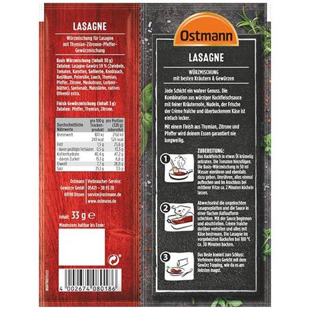 🍝 Ostmann   Heute gibts Lasagne Würzmischung ab 0,72€ (statt 1,09€)