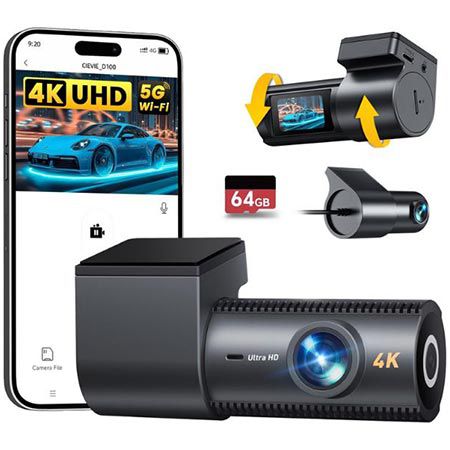 📷 CIEVIE 4K+1080P Dashcam für Vorne + Hinten inkl. SD-Karte für 53,54€ (statt 63€)
