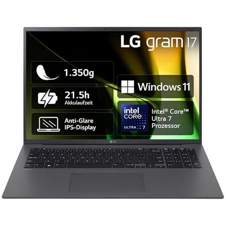 💻 LG gram 17″ WQXGA Notebook mit Intel Core Ultra7, 32GB/2TB für 1.369,99€ (statt 1.606€)
