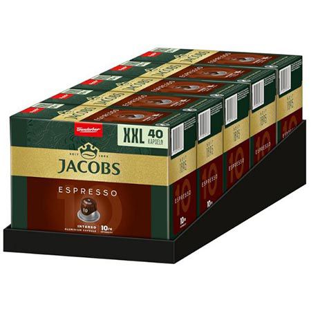 ☕ 5 x 40er Pack Jacobs Espresso Intenso Kaffeekapseln ab 37,99€ (statt 53€)