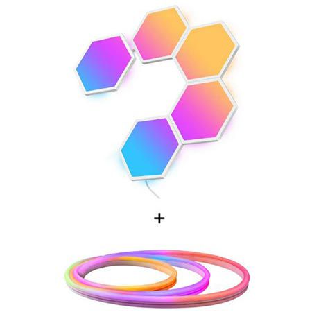 💡 5er Set Glide Hexa Light Panels + 2 Meter Neon Rope Light für 69,95€ (statt 87€)