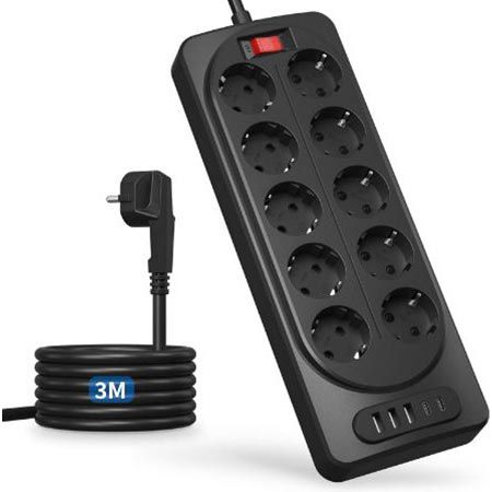 🔌 Kinglink 10-Fach Steckdosenleiste mit USB & 3m für 16,99€ (statt 30€)