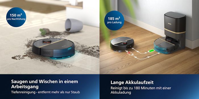 🌪️🦾 Philips Homerun Serie 7000 Saug Wischroboter mit Saugstation für 399,99€ (statt 500€)
