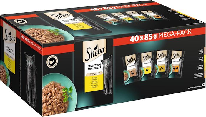 🐈 SHEBA Adult Katzenfutter 40 Packungen   Geflügel Variation in Sauce   Nassfutter für 13,49€ (statt 18€)