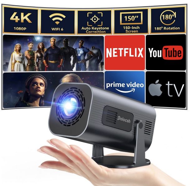 📽️ Polocsh P6 – 1080p Beamer mit BT 5.2 für 44,99€ (statt 60€)