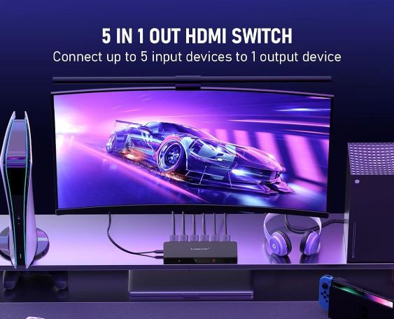 🖥️ Lemorele 5 In   1 Out HDMI Splitter Switch mit Fernbedienung für 10,79€ (statt 18€)