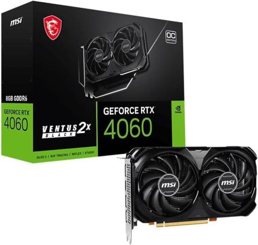 🖥️ MSI GeForce RTX 4060 Ventus 2X Black 8G OC Grafikkarte für 281,99€ (statt 304€)