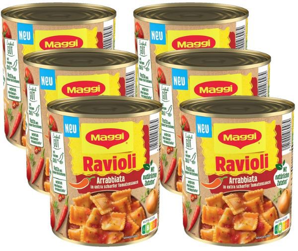 🌶️ 6er Pack MAGGI Ravioli Arrabbiata in extra scharfer Tomatensauce ab 14,49€ (statt 18€)