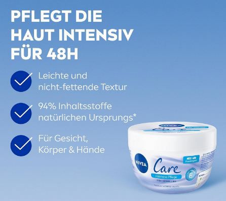 🧴 5 x NIVEA Creme Care Intensive Pflege, Gesicht  & Körper ab 16,55€ (statt 24€)