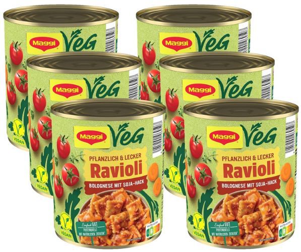 🍝 6er Pack Maggi Veg Ravioli Bolognese mit Soja Hack ab 14,49€ (statt 22€)