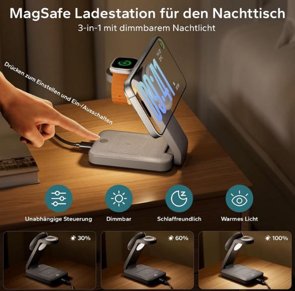 🔋 Eazpower 3 in 1 Magsafe Ladestation, faltbar für 25,99€ (statt 40€)