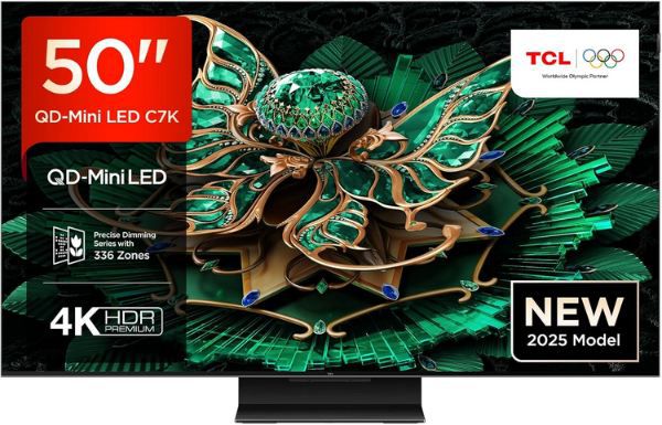 📺 TCL 50C7K 50 QD Mini LED 4K HDR TV mit 144Hz für 549€ (statt 629€)