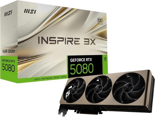 🖥️ MSI GeForce RTX 5080 Inspire 3X OC 16GB Grafikkarte für 1.309€ (statt 1.419€)