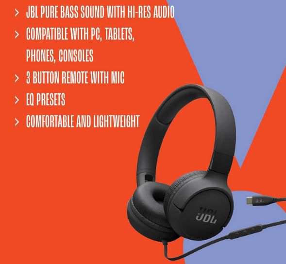 🎧 JBL Tune 520C kabelgebundene On Ear Kopfhörer mit Mic für 37,33€ (statt 45€)