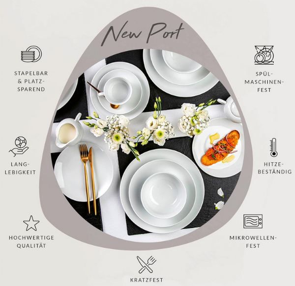 🍽️ Sänger New Port Tafelservice aus Porzellan, 86 tlg. für 144,49€ (statt 174€)